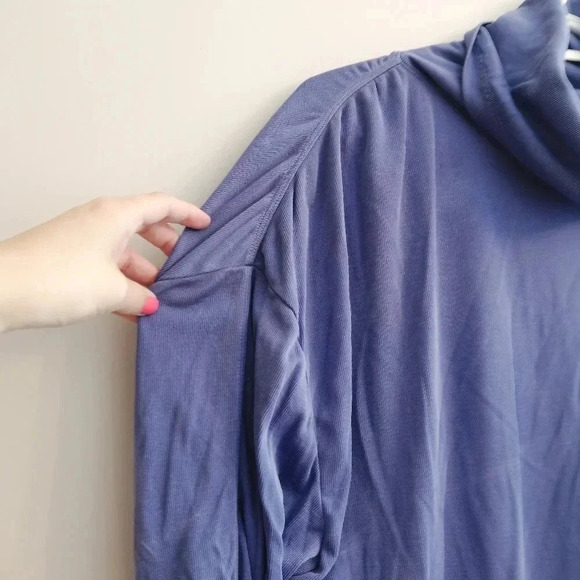 FP Free People Movement Ribbed Cowl Neck Long Sleeve Ruched Arm Periwinkle XS - Picture 5 of 16